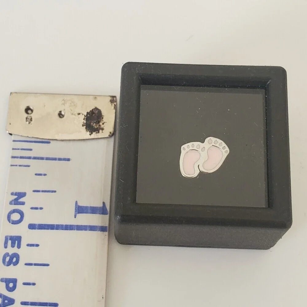 Harley Davidson MOD Silver Floating Charm New with Case Baby Feet Pink‎